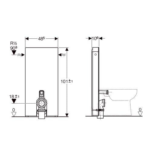 Geberit AquaClean Tuma BTW (Back To Wall) komplet gulvstående løsning med cisterne