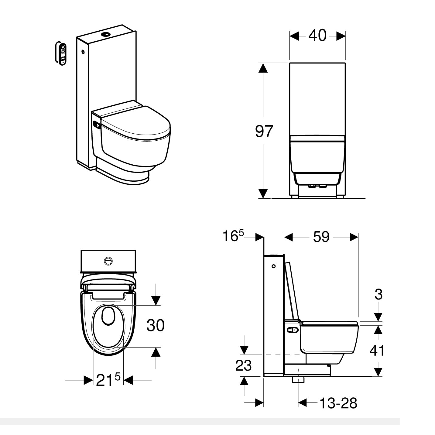 Geberit AquaClean Mera Classic douchetoilet gulvstående.