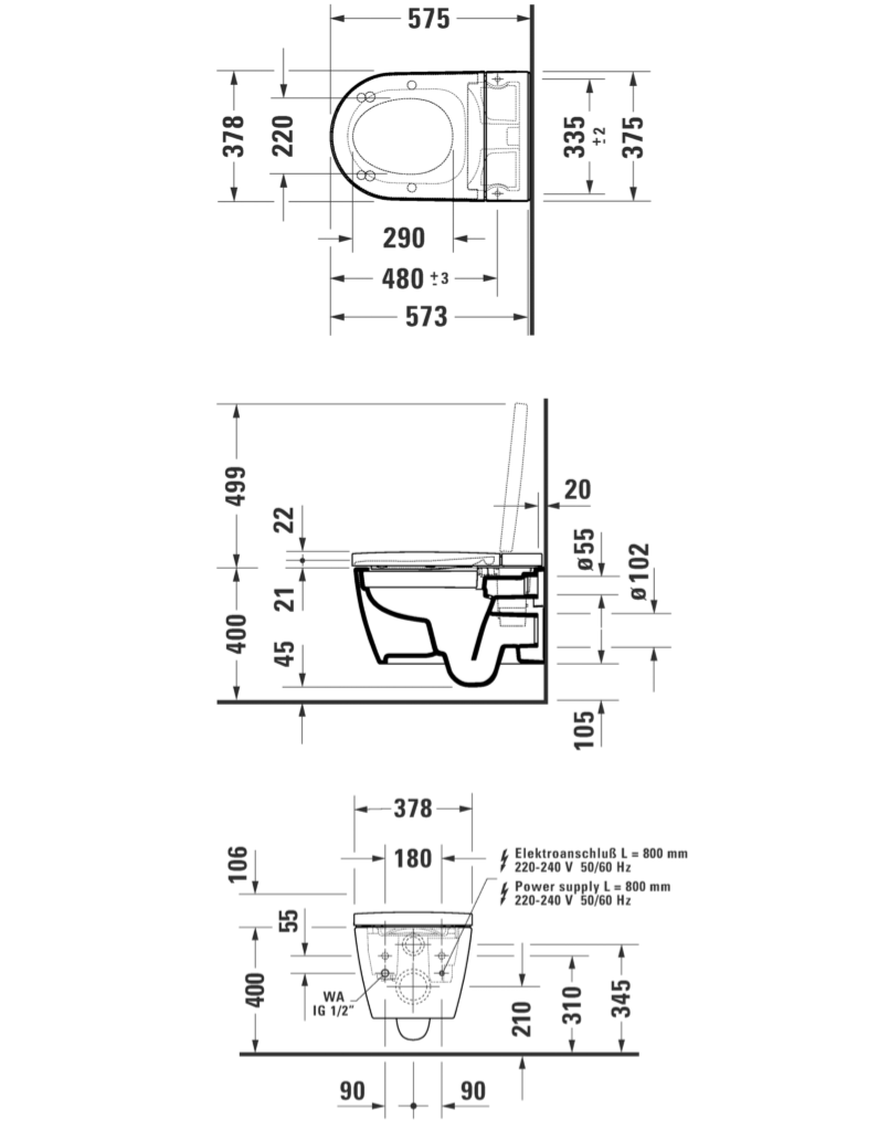 Duravit Starcke f-lite douchetoilet væghængt